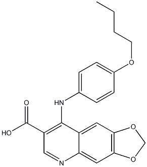 4-[[4-Butoxyphenyl]amino]-6,7-(methylenedioxy)quinoline-3-carboxylic acid Struktur