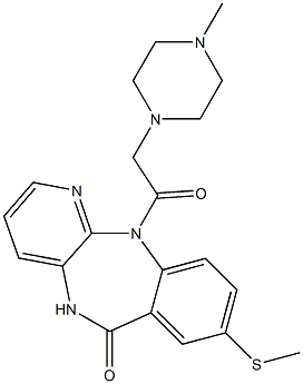 5,11-Dihydro-8-methylthio-11-[(4-methyl-1-piperazinyl)acetyl]-6H-pyrido[2,3-b][1,4]benzodiazepin-6-one Struktur