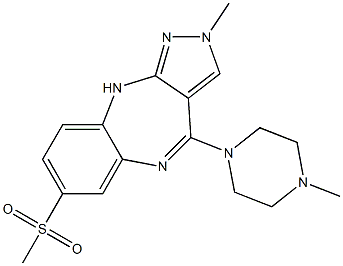 2-Methyl-4-(4-methylpiperazin-1-yl)-7-(methylsulfonyl)-2,10-dihydropyrazolo[3,4-b][1,5]benzodiazepine Struktur