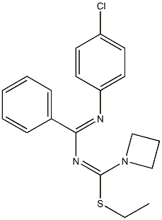 4-(1-Azetidinyl)-4-ethylthio-1-(4-chlorophenyl)-2-phenyl-1,3-diaza-1,3-butadiene Struktur