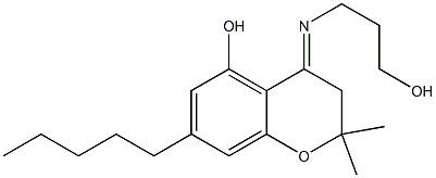 3,4-Dihydro-2,2-dimethyl-4-[3-hydroxypropylimino]-7-pentyl-2H-1-benzopyran-5-ol Struktur