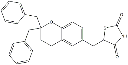 5-[[2,2-Dibenzyl-3,4-dihydro-2H-1-benzopyran]-6-ylmethyl]thiazolidine-2,4-dione Struktur