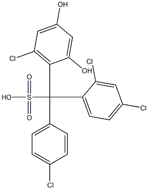 (4-Chlorophenyl)(2,4-dichlorophenyl)(6-chloro-2,4-dihydroxyphenyl)methanesulfonic acid Struktur