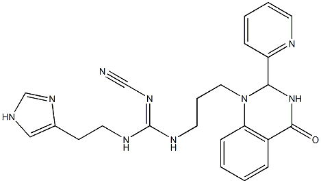 1-[3-[2-Cyano-3-[2-(1H-imidazol-4-yl)ethyl]guanidino]propyl]-2-(2-pyridinyl)-1,2-dihydroquinazolin-4(3H)-one Struktur