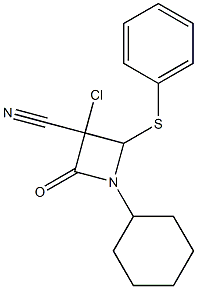 3-Chloro-3-cyano-1-cyclohexyl-4-(phenylthio)azetidin-2-one Struktur