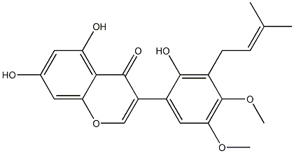 3-[2-Hydroxy-3-(3-methyl-2-butenyl)-4,5-dimethoxyphenyl]-5,7-dihydroxy-4H-1-benzopyran-4-one Struktur