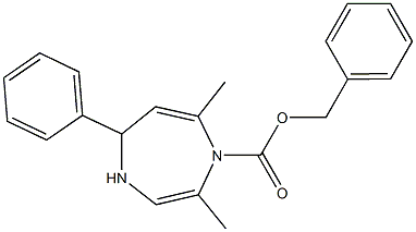 2,7-Dimethyl-5-phenyl-4,5-dihydro-1H-1,4-diazepine-1-carboxylic acid benzyl ester Struktur