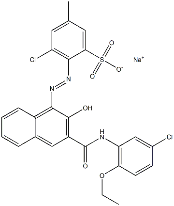 3-Chloro-5-methyl-2-[[3-[[(3-chloro-6-ethoxyphenyl)amino]carbonyl]-2-hydroxy-1-naphtyl]azo]benzenesulfonic acid sodium salt Struktur