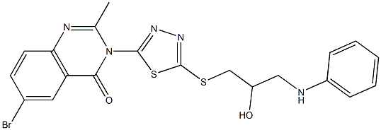 6-Bromo-2-methyl-3-[5-[[3-anilino-2-hydroxypropyl]thio]-1,3,4-thiadiazol-2-yl]quinazolin-4(3H)-one Struktur