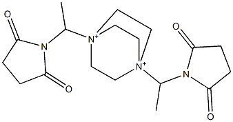 1,4-Bis[1-(2,5-dioxopyrrolidin-1-yl)ethyl]-1,4-diazoniabicyclo[2.2.2]octane Struktur