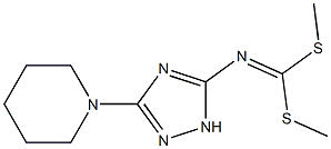 (3-Piperidino-1H-1,2,4-triazol-5-yl)imidodithiocarbonic acid dimethyl ester Struktur