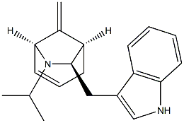 (1R,5S,7R)-7-(1H-Indol-3-ylmethyl)-8-methylene-6-isopropyl-6-azabicyclo[3.2.1]oct-3-ene Struktur