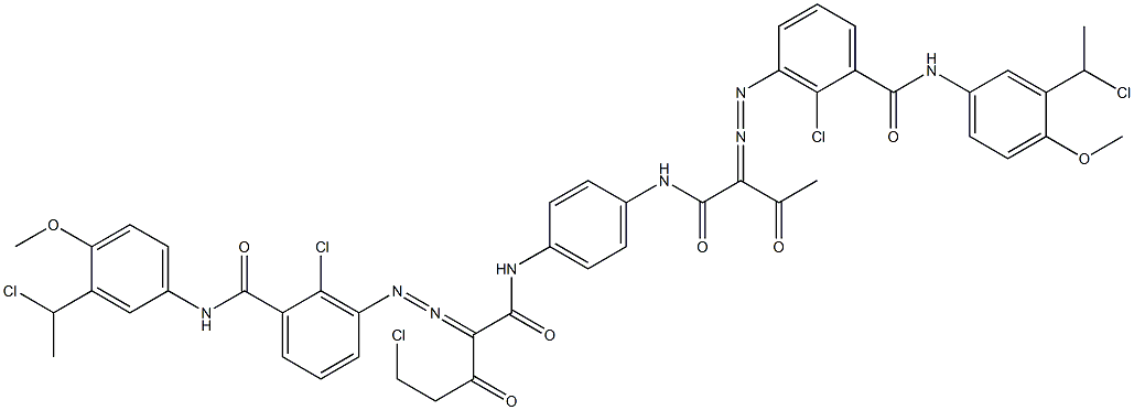 3,3'-[2-(Chloromethyl)-1,4-phenylenebis[iminocarbonyl(acetylmethylene)azo]]bis[N-[3-(1-chloroethyl)-4-methoxyphenyl]-2-chlorobenzamide] Struktur