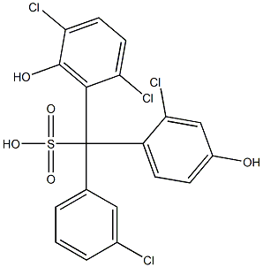 (3-Chlorophenyl)(2-chloro-4-hydroxyphenyl)(2,5-dichloro-6-hydroxyphenyl)methanesulfonic acid Struktur