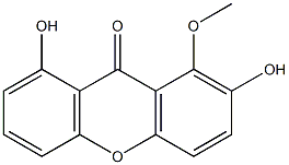 2,8-Dihydroxy-1-methoxyxanthone Struktur