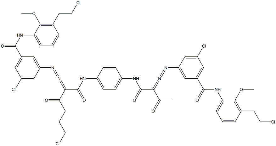 3,3'-[2-(2-Chloroethyl)-1,4-phenylenebis[iminocarbonyl(acetylmethylene)azo]]bis[N-[3-(2-chloroethyl)-2-methoxyphenyl]-5-chlorobenzamide] Struktur