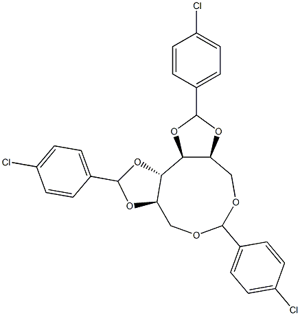 1-O,6-O:2-O,3-O:4-O,5-O-Tris(4-chlorobenzylidene)-L-glucitol Struktur