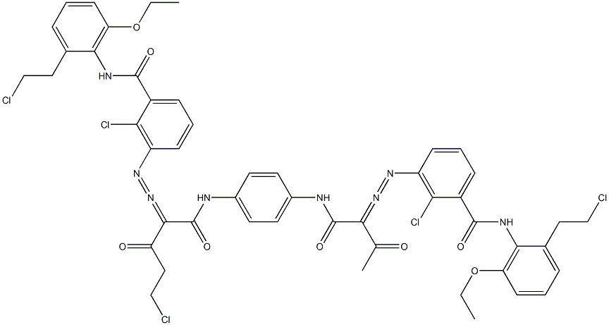 3,3'-[2-(Chloromethyl)-1,4-phenylenebis[iminocarbonyl(acetylmethylene)azo]]bis[N-[2-(2-chloroethyl)-6-ethoxyphenyl]-2-chlorobenzamide] Struktur