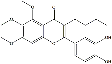 2-(3,4-Dihydroxyphenyl)-5,6,7-trimethoxy-3-butyl-4H-1-benzopyran-4-one Struktur