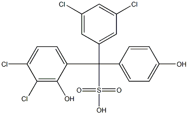 (3,5-Dichlorophenyl)(3,4-dichloro-2-hydroxyphenyl)(4-hydroxyphenyl)methanesulfonic acid Struktur