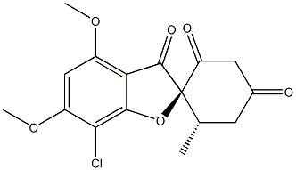 (2R,6'S)-7-Chloro-4,6-dimethoxy-6'-methylspiro[benzofuran-2(3H),1'-cyclohexane]-2',3,4'-trione Struktur