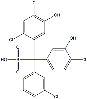 (3-Chlorophenyl)(4-chloro-3-hydroxyphenyl)(2,4-dichloro-5-hydroxyphenyl)methanesulfonic acid Struktur