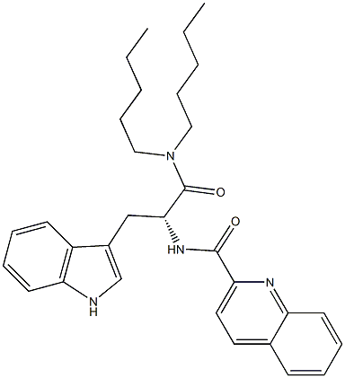 (R)-2-(2-Quinolinylcarbonylamino)-3-(1H-indol-3-yl)-N,N-dipentylpropanamide Struktur