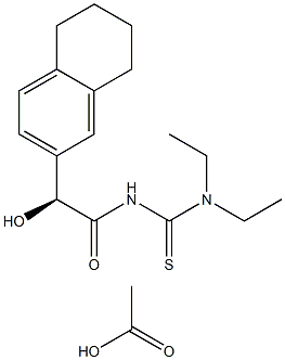 (+)-1,1-Diethyl-3-[(S)-(5,6,7,8-tetrahydronaphthalene-2-yl)glycoloyl]thiourea acetate Structure