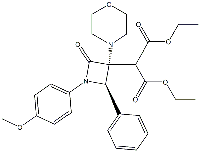 2-[(3R,4R)-3-Morpholino-1-(4-methoxyphenyl)-2-oxo-4-phenylazetidin-3-yl]malonic acid diethyl ester Struktur