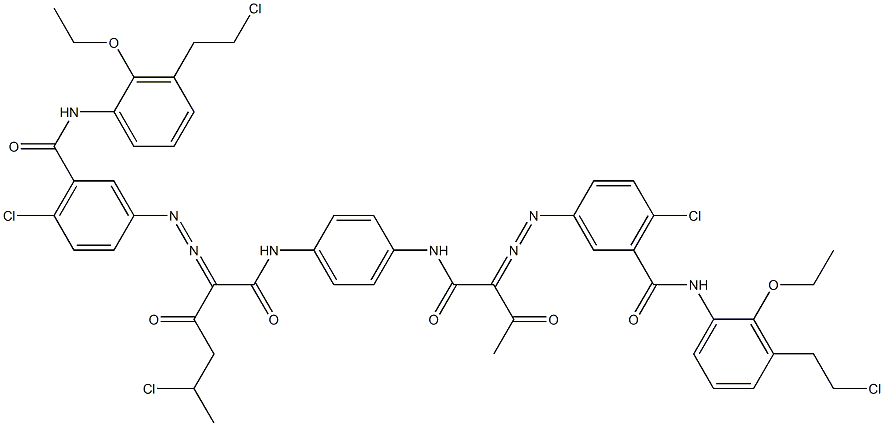 3,3'-[2-(1-Chloroethyl)-1,4-phenylenebis[iminocarbonyl(acetylmethylene)azo]]bis[N-[3-(2-chloroethyl)-2-ethoxyphenyl]-6-chlorobenzamide] Struktur