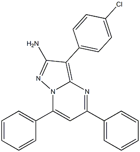 2-Amino-3-(4-chlorophenyl)-5,7-diphenylpyrazolo[1,5-a]pyrimidine Struktur