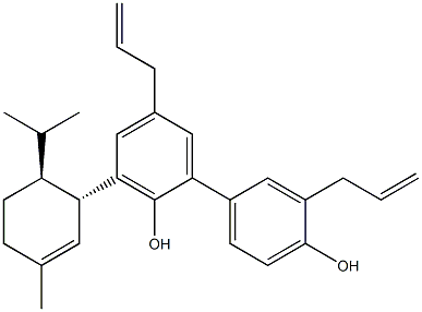 3-[(3S,4S)-p-Menth-1-en-3-yl]-3',5-di(2-propenyl)-1,1'-biphenyl-2,4'-diol Struktur