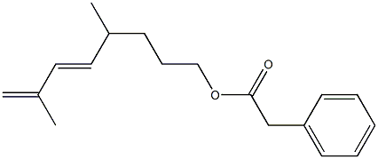 Phenylacetic acid 4,7-dimethyl-5,7-octadienyl ester Struktur