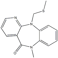 6,11-Dihydro-6-methyl-11-methylthiomethyl-5H-pyrido[2,3-b][1,5]benzodiazepin-5-one Struktur