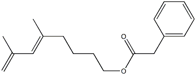 Phenylacetic acid 5,7-dimethyl-5,7-octadienyl ester Struktur