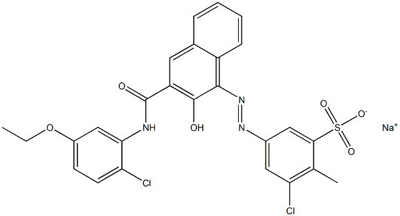 3-Chloro-2-methyl-5-[[3-[[(2-chloro-5-ethoxyphenyl)amino]carbonyl]-2-hydroxy-1-naphtyl]azo]benzenesulfonic acid sodium salt Struktur