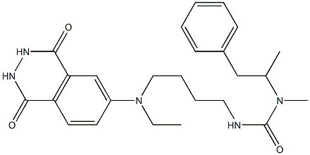 6-[N-Ethyl-N-[4-[3-methyl-3-(1-phenylpropan-2-yl)ureido]butyl]amino]-2,3-dihydrophthalazine-1,4-dione Struktur