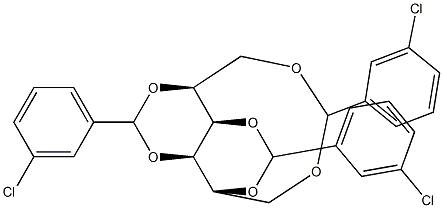 1-O,6-O:2-O,4-O:3-O,5-O-Tris(3-chlorobenzylidene)-D-glucitol Struktur