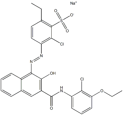 2-Chloro-6-ethyl-3-[[3-[[(2-chloro-3-ethoxyphenyl)amino]carbonyl]-2-hydroxy-1-naphtyl]azo]benzenesulfonic acid sodium salt Struktur