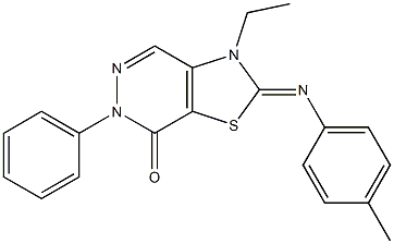 2-(p-Tolylimino)-3-ethyl-2,3-dihydro-6-phenylthiazolo[4,5-d]pyridazin-7(6H)-one Struktur