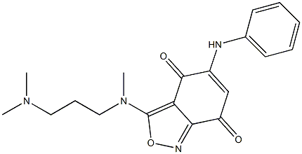 3-[N-(3-Dimethylaminopropyl)methylamino]-5-(phenylamino)-2,1-benzisoxazole-4,7-dione Struktur