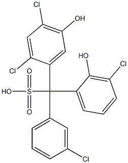 (3-Chlorophenyl)(3-chloro-2-hydroxyphenyl)(2,4-dichloro-5-hydroxyphenyl)methanesulfonic acid Struktur