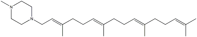 3,7,11,15-Tetramethyl-1-(4-methylpiperazino)hexadeca-2,6,10,14-tetrene Struktur