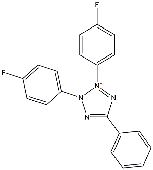 2,3-Bis(p-fluorophenyl)-5-phenyl-2H-tetrazol-3-ium Struktur