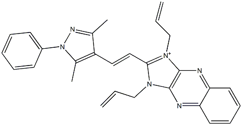 2-[2-(3,5-Dimethyl-1-phenyl-1H-pyrazol-4-yl)ethenyl]-1,3-di(2-propenyl)-1H-imidazo[4,5-b]quinoxalin-3-ium Struktur