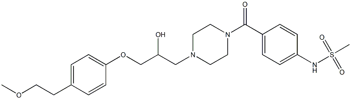 1-[4-(Methylsulfonylamino)benzoyl]-4-[2-hydroxy-3-[4-(2-methoxyethyl)phenoxy]propyl]piperazine Struktur