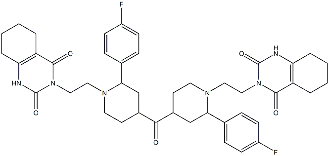 4-Fluorophenyl[1-[2-[(1,2,3,4,5,6,7,8-octahydro-2,4-dioxobenzopyrimidin)-3-yl]ethyl]piperidin-4-yl] ketone Struktur