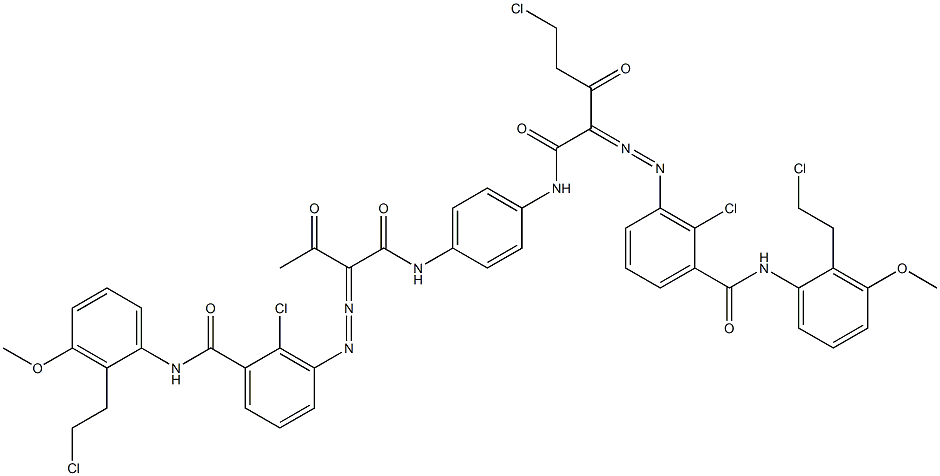 3,3'-[2-(Chloromethyl)-1,4-phenylenebis[iminocarbonyl(acetylmethylene)azo]]bis[N-[2-(2-chloroethyl)-3-methoxyphenyl]-2-chlorobenzamide] Struktur