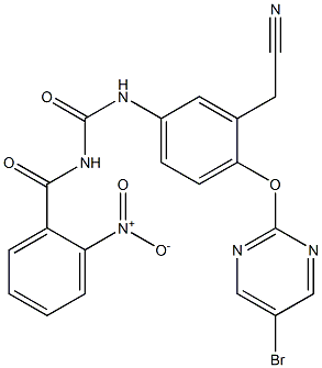 1-(2-Nitrobenzoyl)-3-[4-[(5-bromo-2-pyrimidinyl)oxy]-3-cyanomethylphenyl]urea Struktur