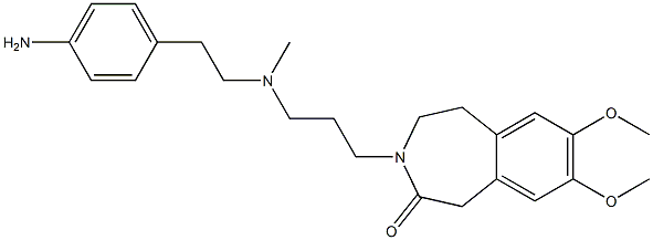 4,5-Dihydro-7,8-dimethoxy-3-[3-[N-methyl-2-(4-aminophenyl)ethylamino]propyl]-1H-3-benzazepin-2(3H)-one Struktur